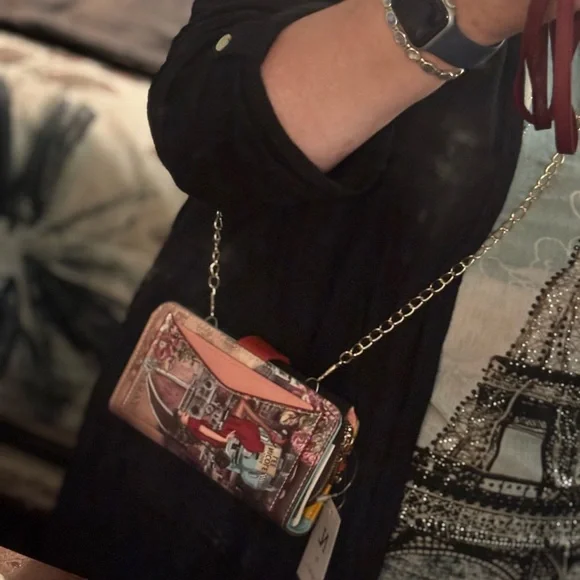 NEW🔥Nicole Lee wallet Croosbady   with chain Brown colorful ❤️🤎💙phone case - Picture 4 of 13